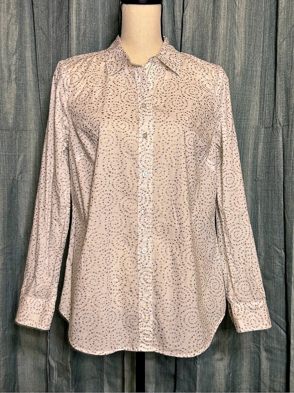 Talbots Cotton Geometric Button Down in Pink Size Medium